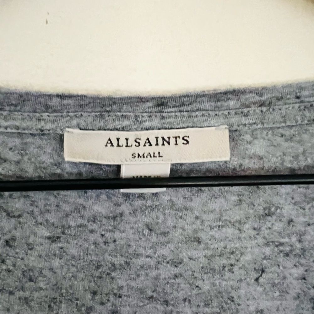 All saints Women's Gray Long Sleeve Side Slit Top Size Small - Picture 8 of 9